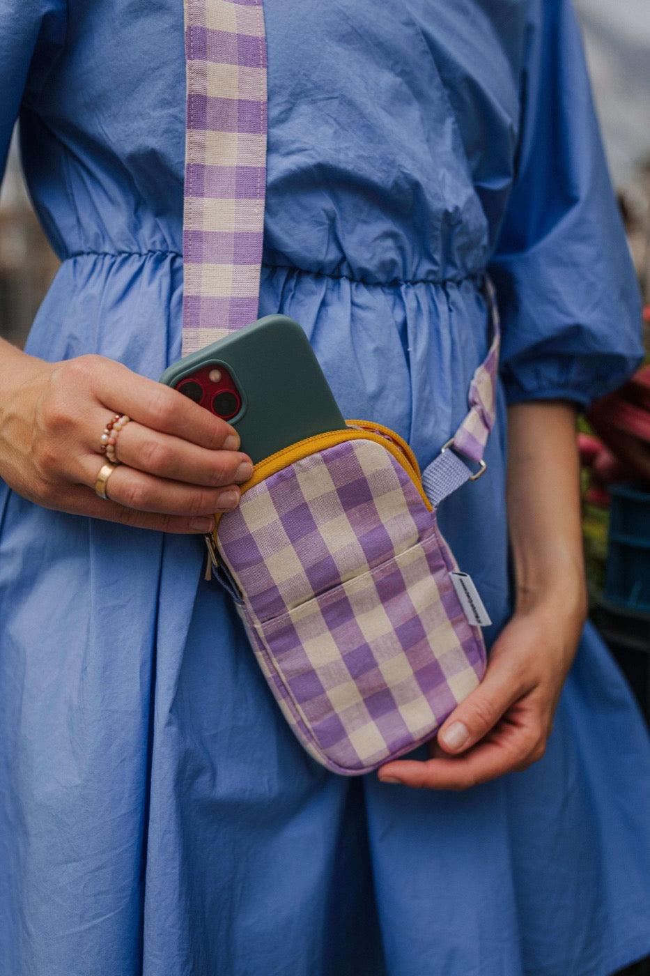 Phone Pouch | Gingham | Lilac - www.bettyshome.com
