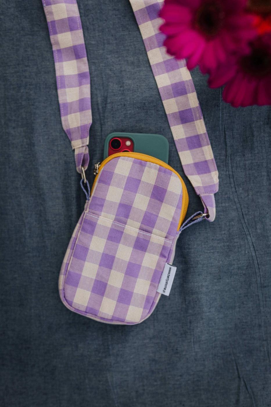 Phone Pouch | Gingham | Lilac - www.bettyshome.com