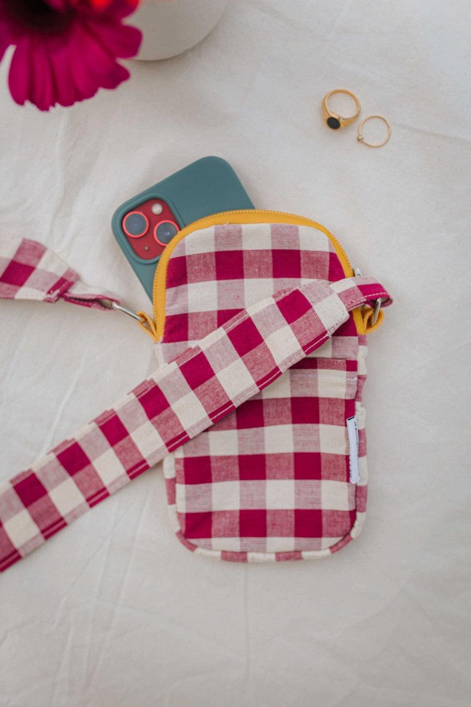 Phone Pouch | Gingham | Red Plum - www.bettyshome.com