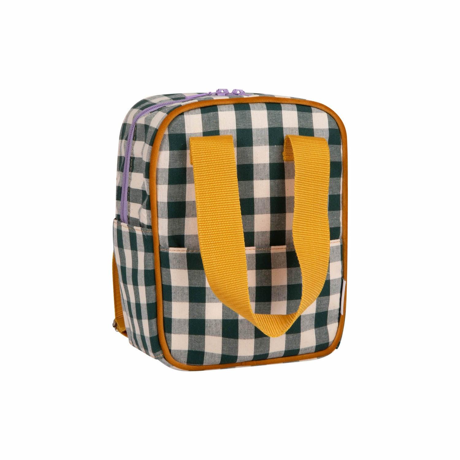 small gingham backpack in green by bettys home 