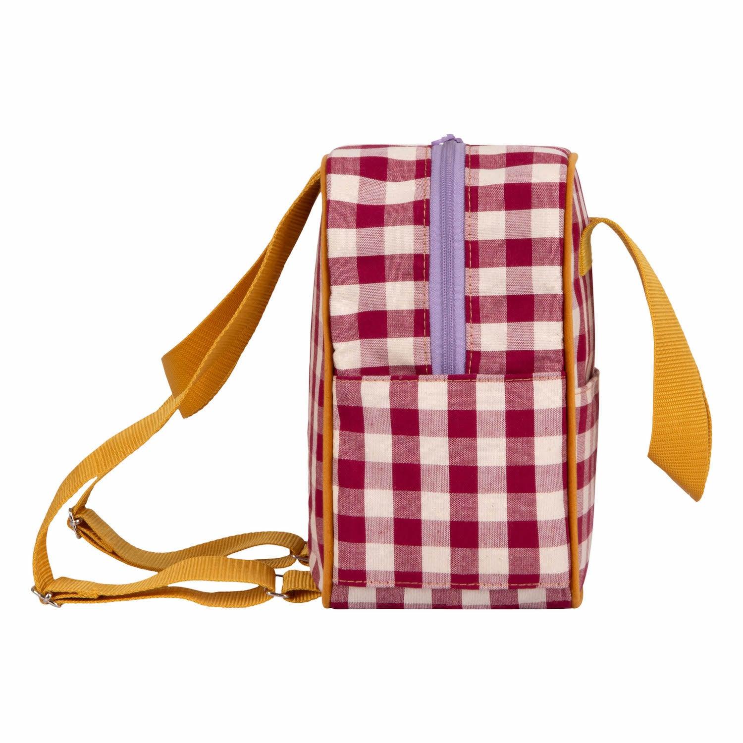 boohoo checkered mini backpack Small Backpack | Gingham | Red Plum