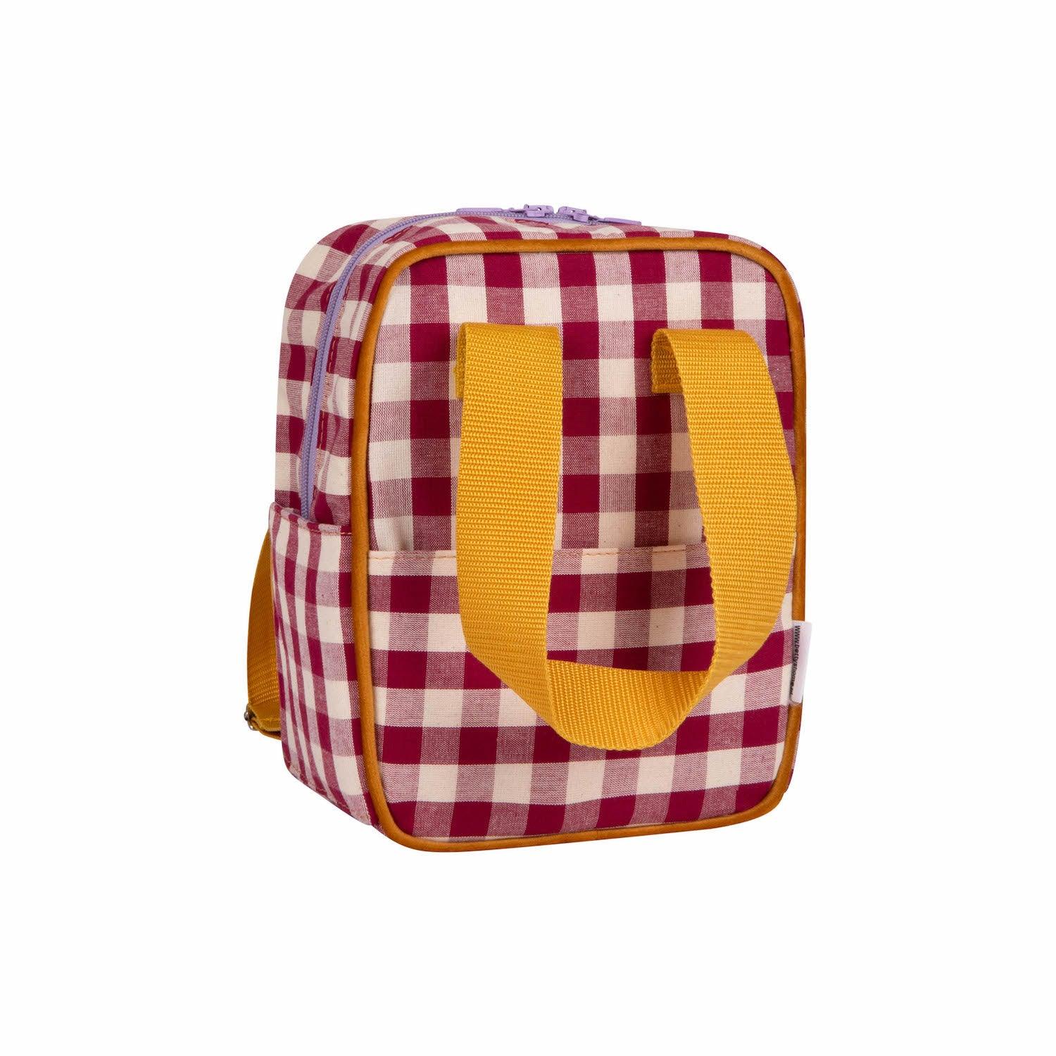 chateau gingham print mini backpack Small Backpack | Gingham | Red Plum