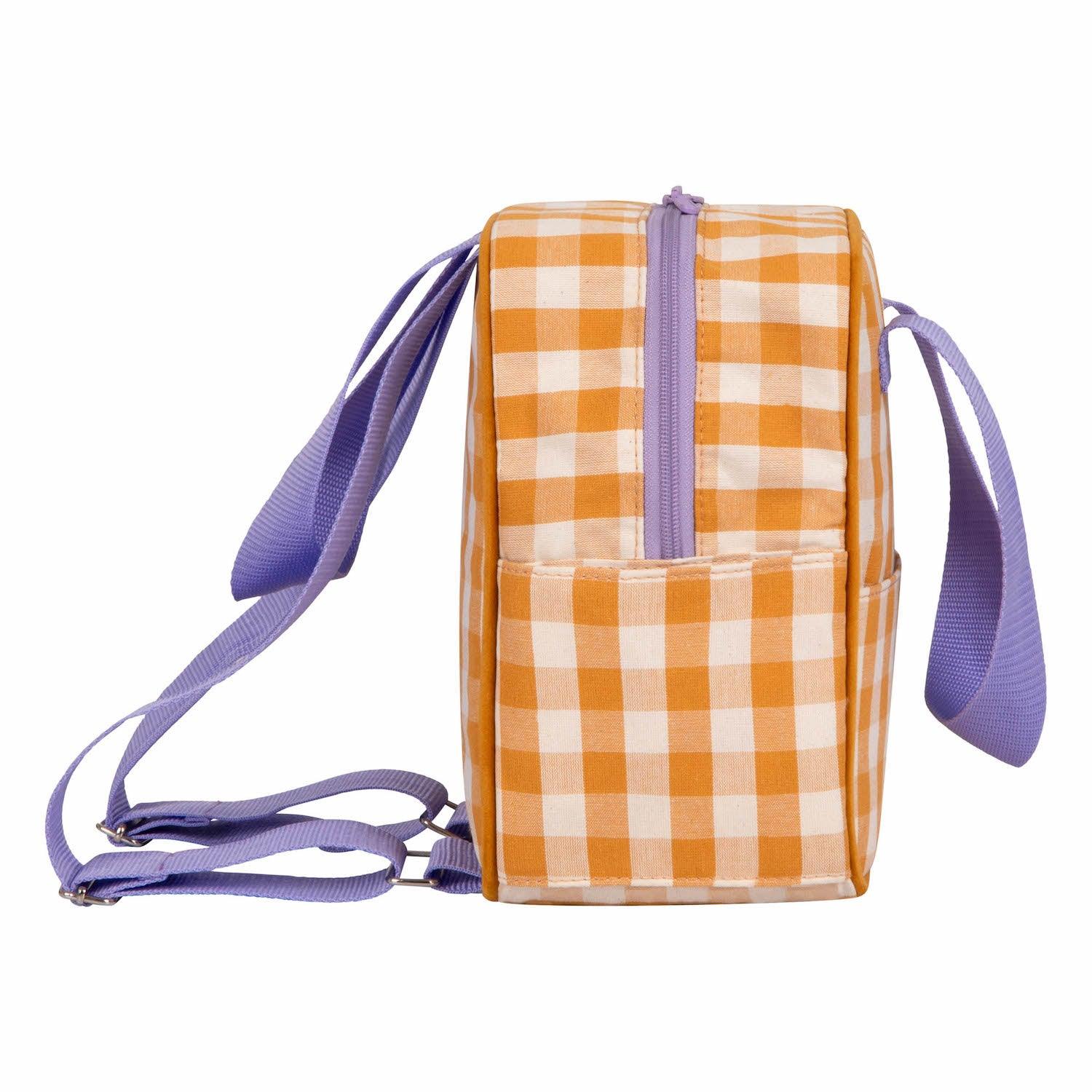 checkerboard sunflower mini backpack Small Backpack | Gingham | Sunflower