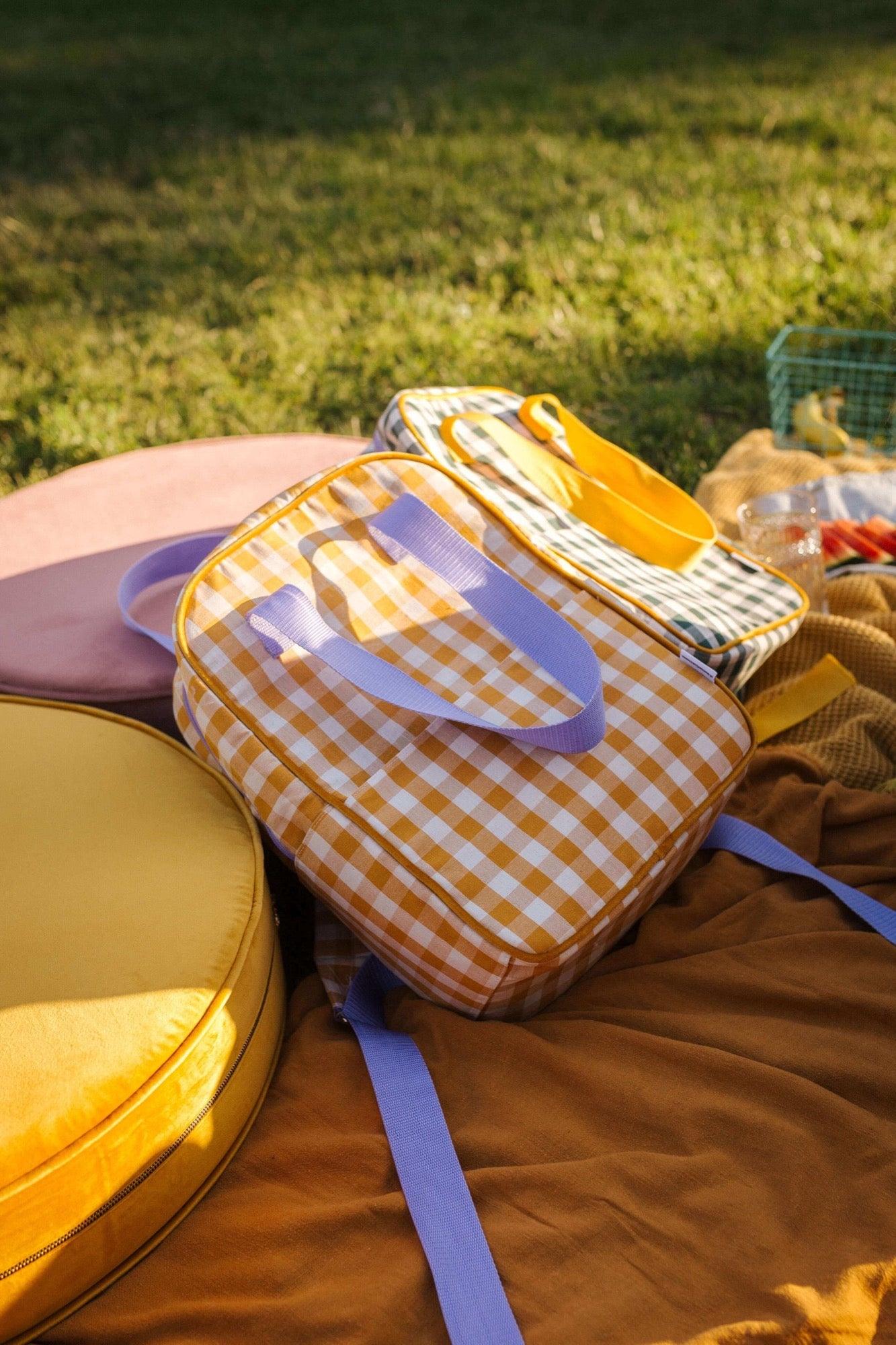 checkerboard sunflower mini backpack Small Backpack | Gingham | Sunflower