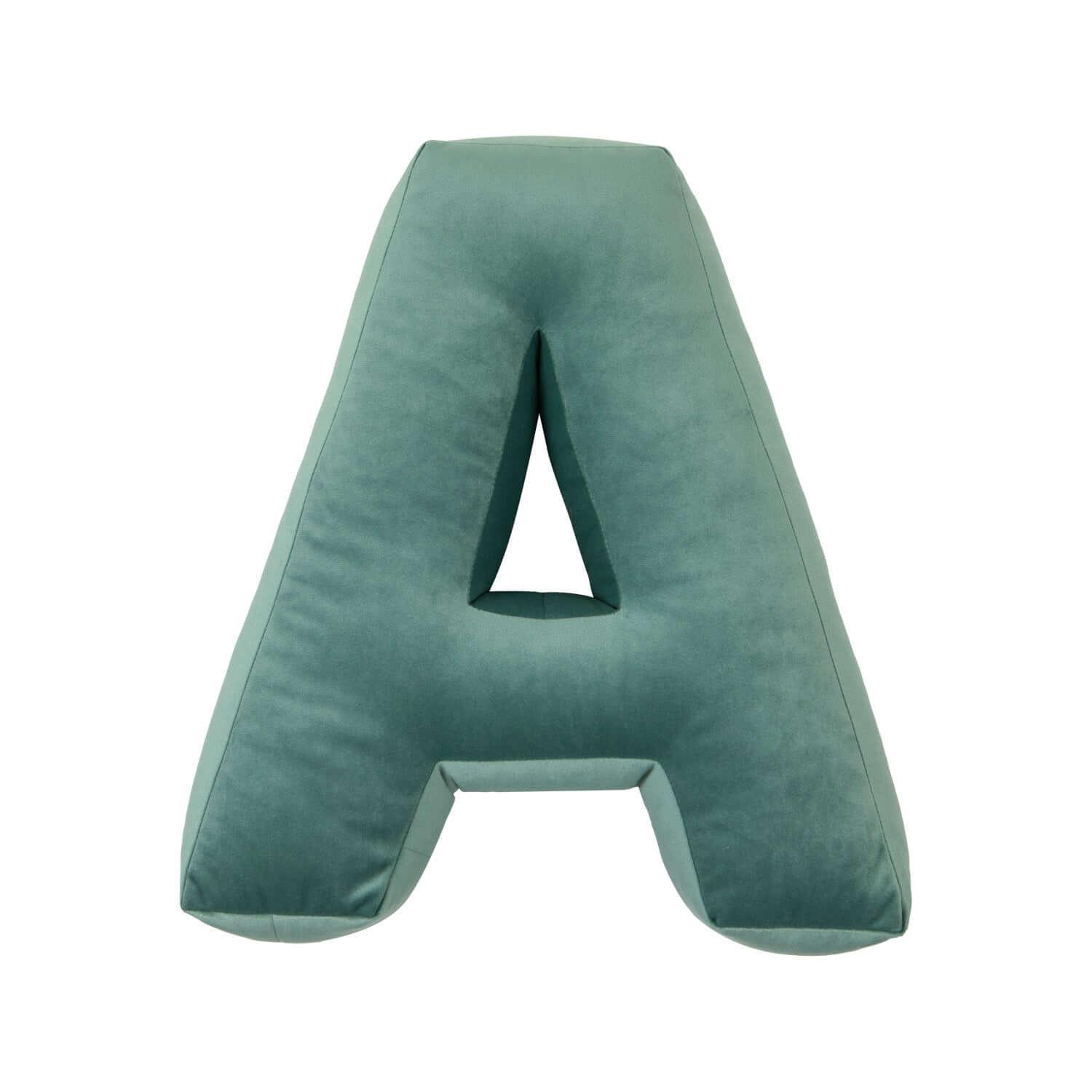 Velvet Letter Cushion A in mint by Bettys Home