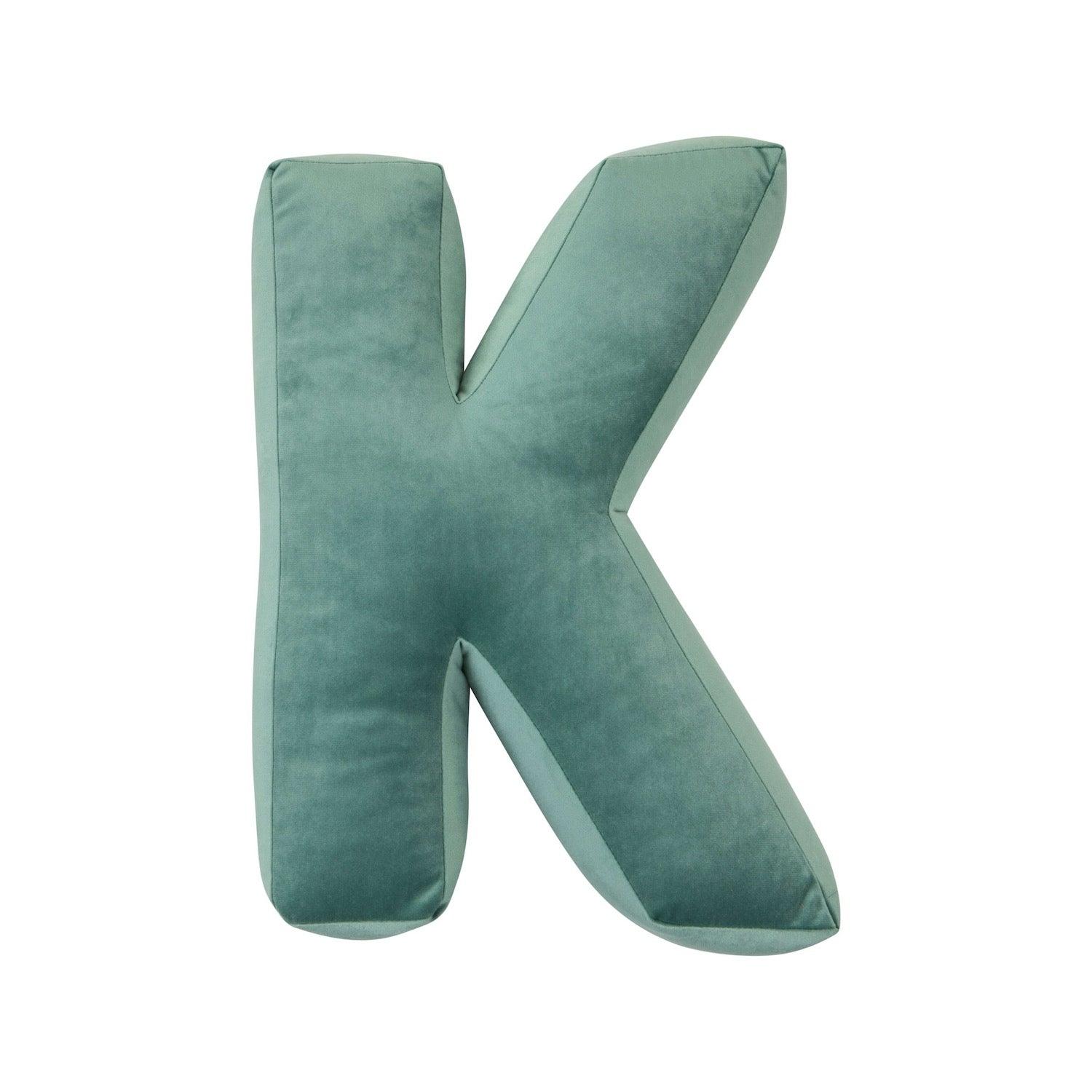 velvet letter cushion k mint by bettys home 