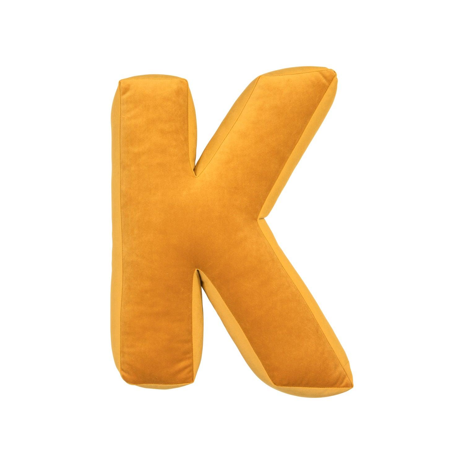 velvet letter cushion k yellow by betty's home front 