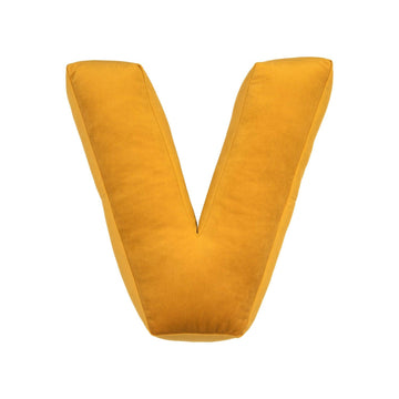 velvet letter cushion v yellow by bettys home