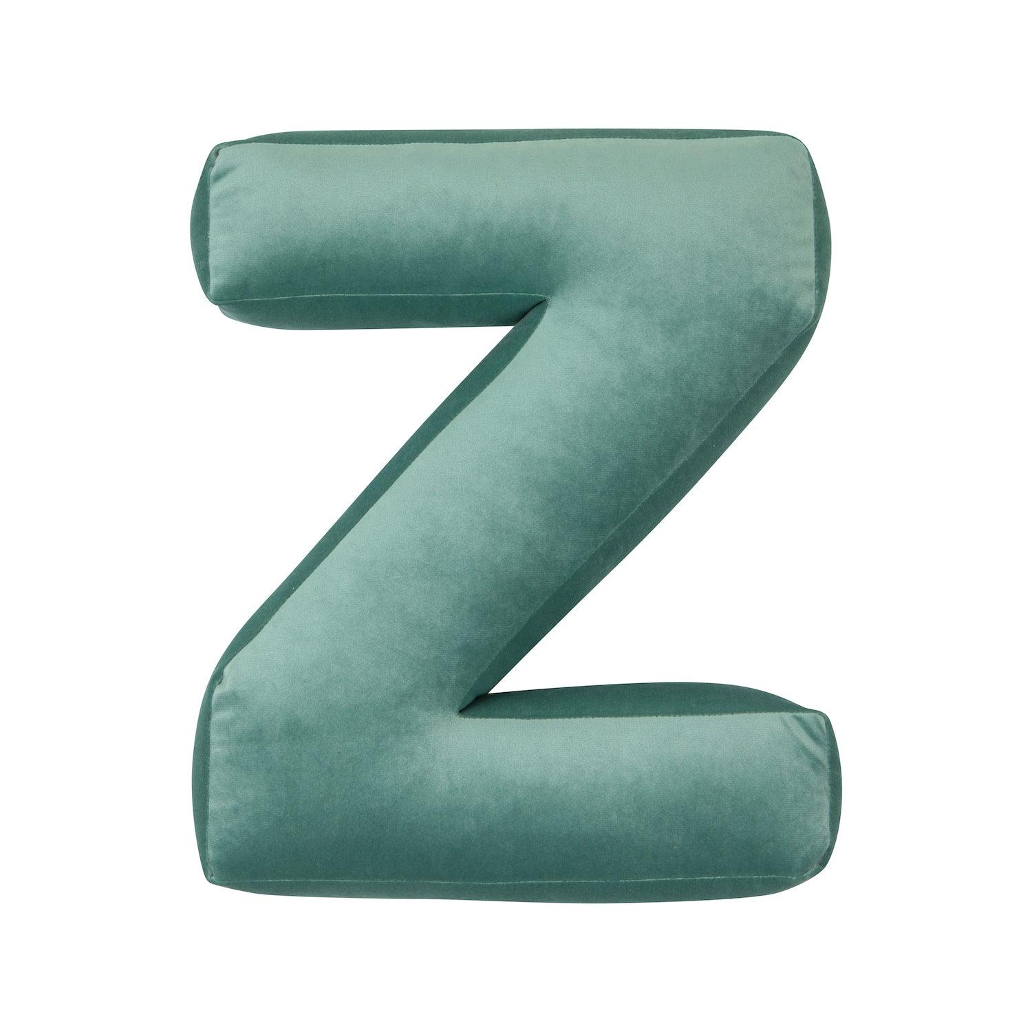 velvet letter cushion z mint by bettys home 