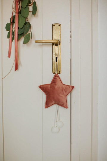 velvet little star pendant pink old rose by bettys home hanging on door handle as christmas decoration