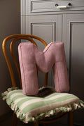 corduroy letter cushion M by bettys home in kids room on chair. Cushion in shape of letter