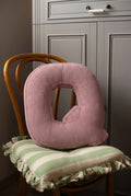 corduroy letter cushion Q by bettys home in kids room on chair. Cushion in shape of letter