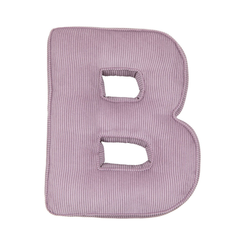 Corduroy Letter Cushion B by Bettys Home in lavender 