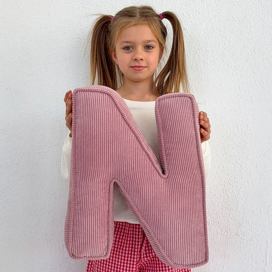 little girl with corduroy letter cushion N by bettys home 1