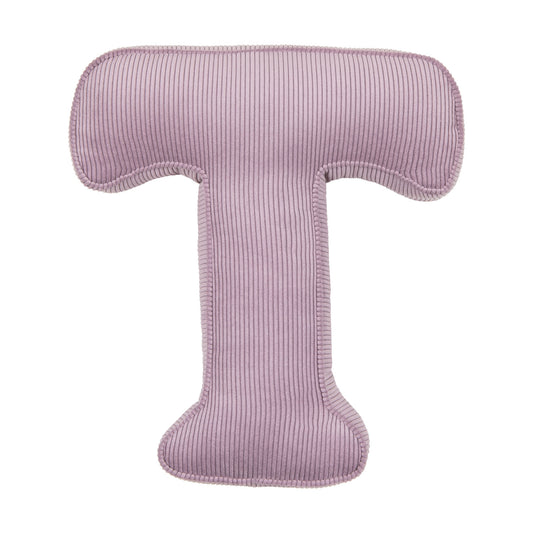 Corduroy Letter Cushion T by Bettys Home in lavender 