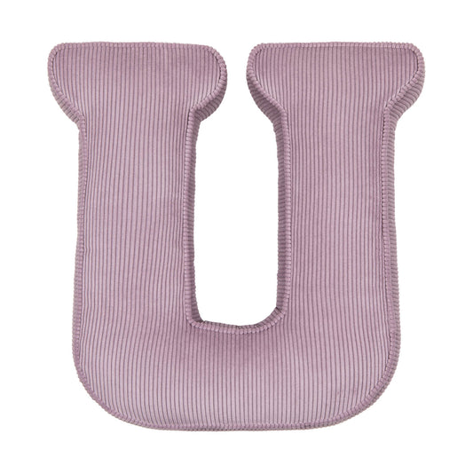 Corduroy Letter Cushion U by Bettys Home in lavender 