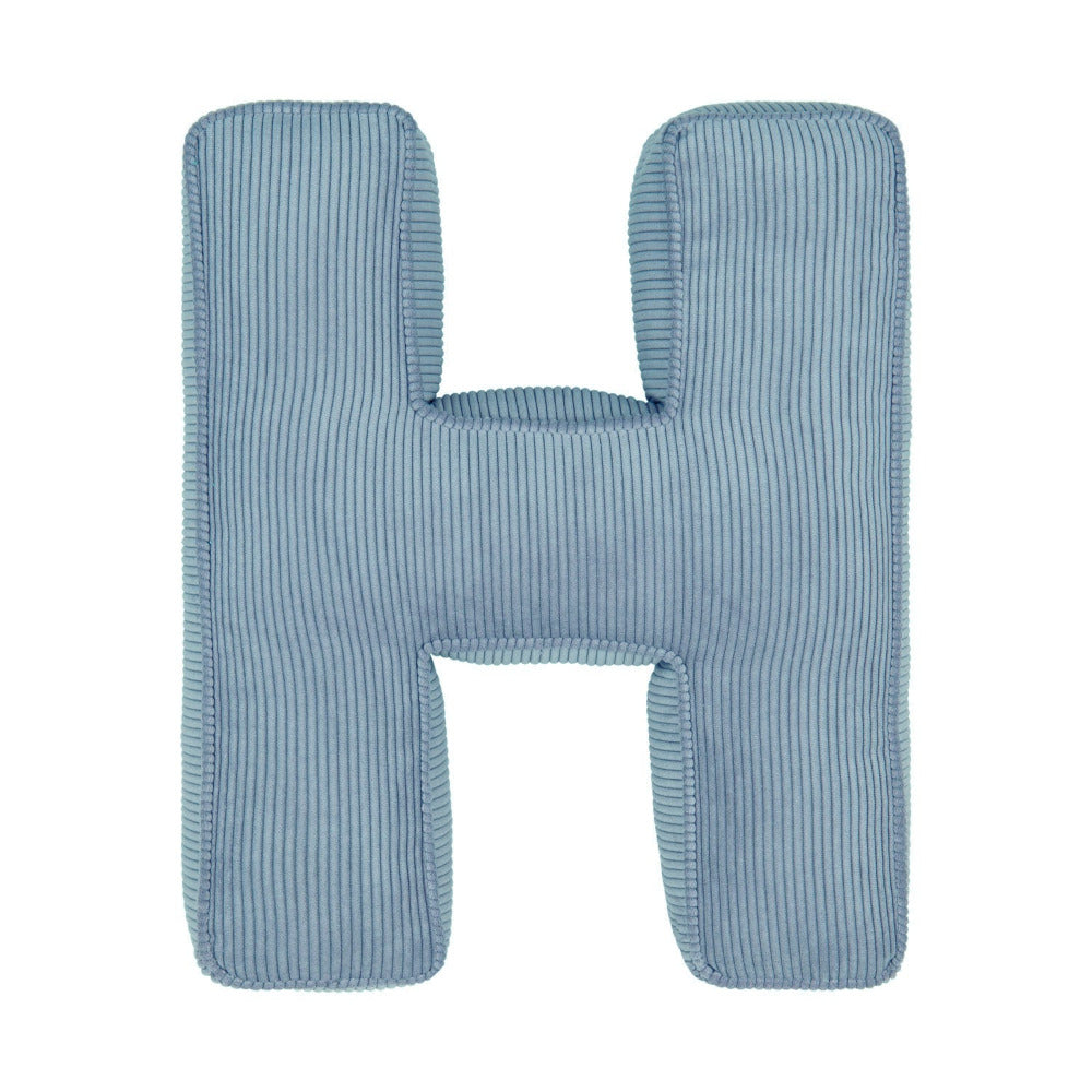 Corduroy Letter Cushion H by Bettys Home in blue 