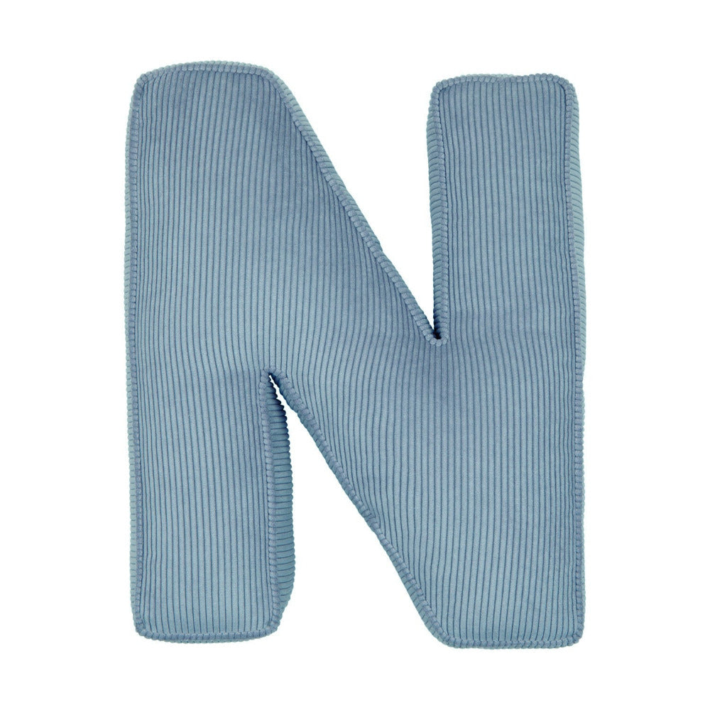 Corduroy Letter Cushion N by Bettys Home in blue 