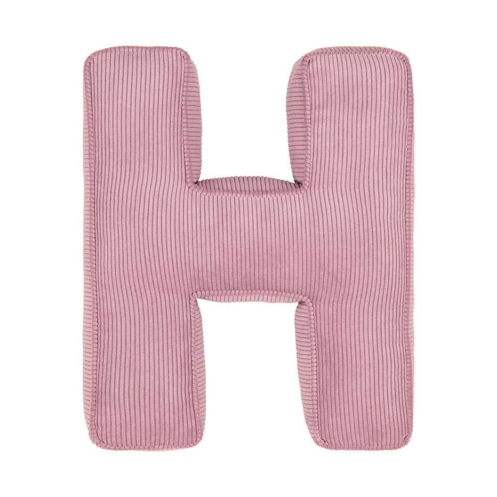 Corduroy Letter Cushion H by Bettys Home in pink 