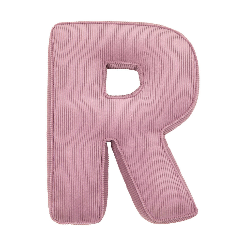 Corduroy Letter Cushion R by Bettys Home in pink 