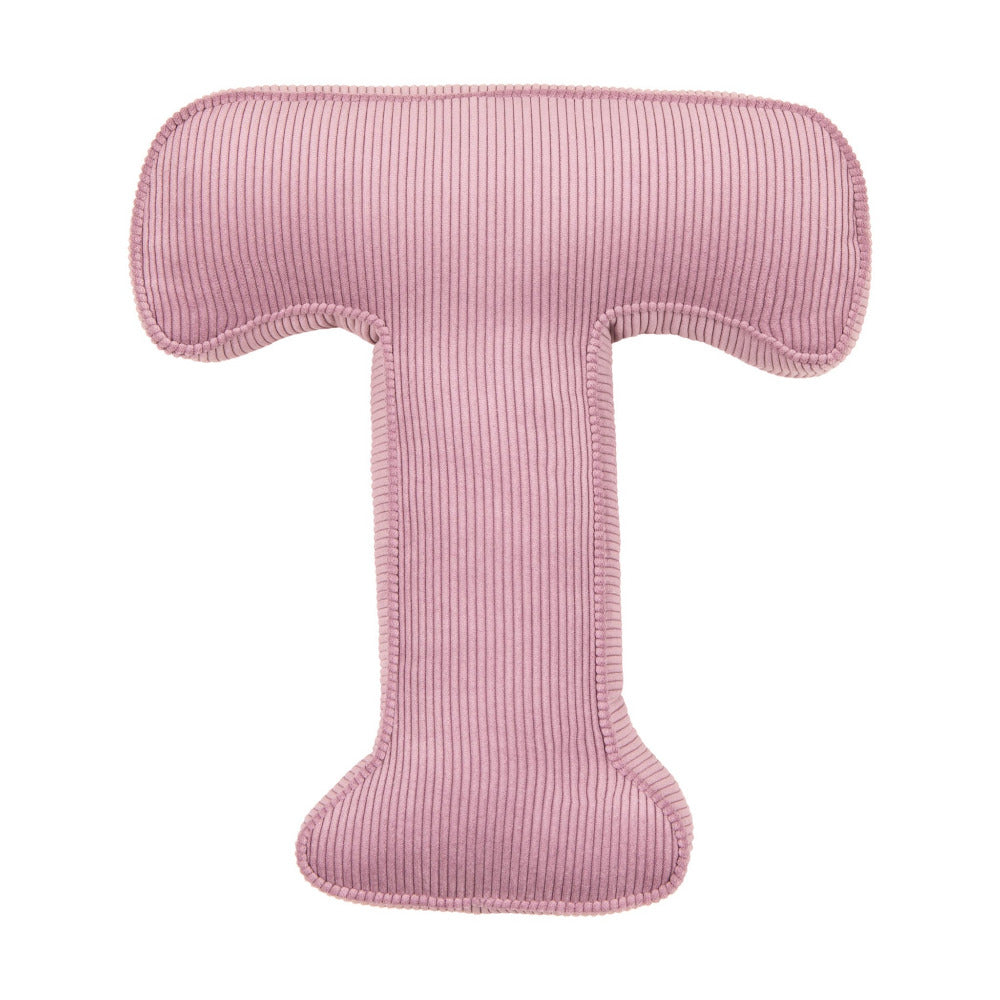 Corduroy Letter Cushion T by Bettys Home in pink 