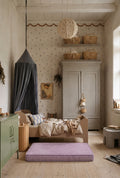 lavender corduroy mattress by Bettys home lying on floor in nice kids room as