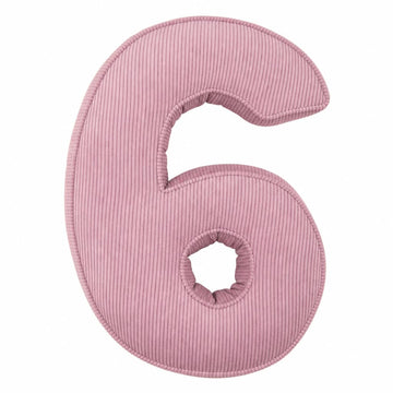 Coussin chiffre en velours côtelé 6 | Coussin numéro 6