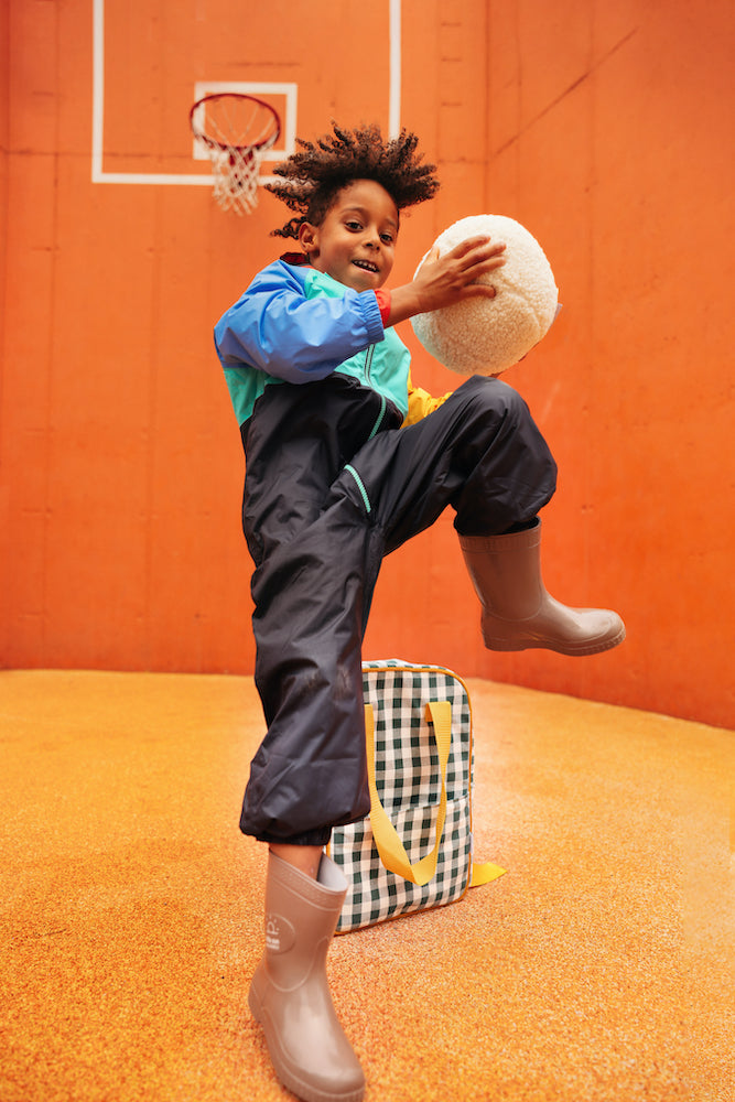 boy skipping gingham backpack with boucle ball boy bettys home in hands 