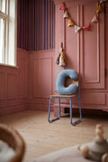 corduroy letter cushion C by bettys home on blue chair