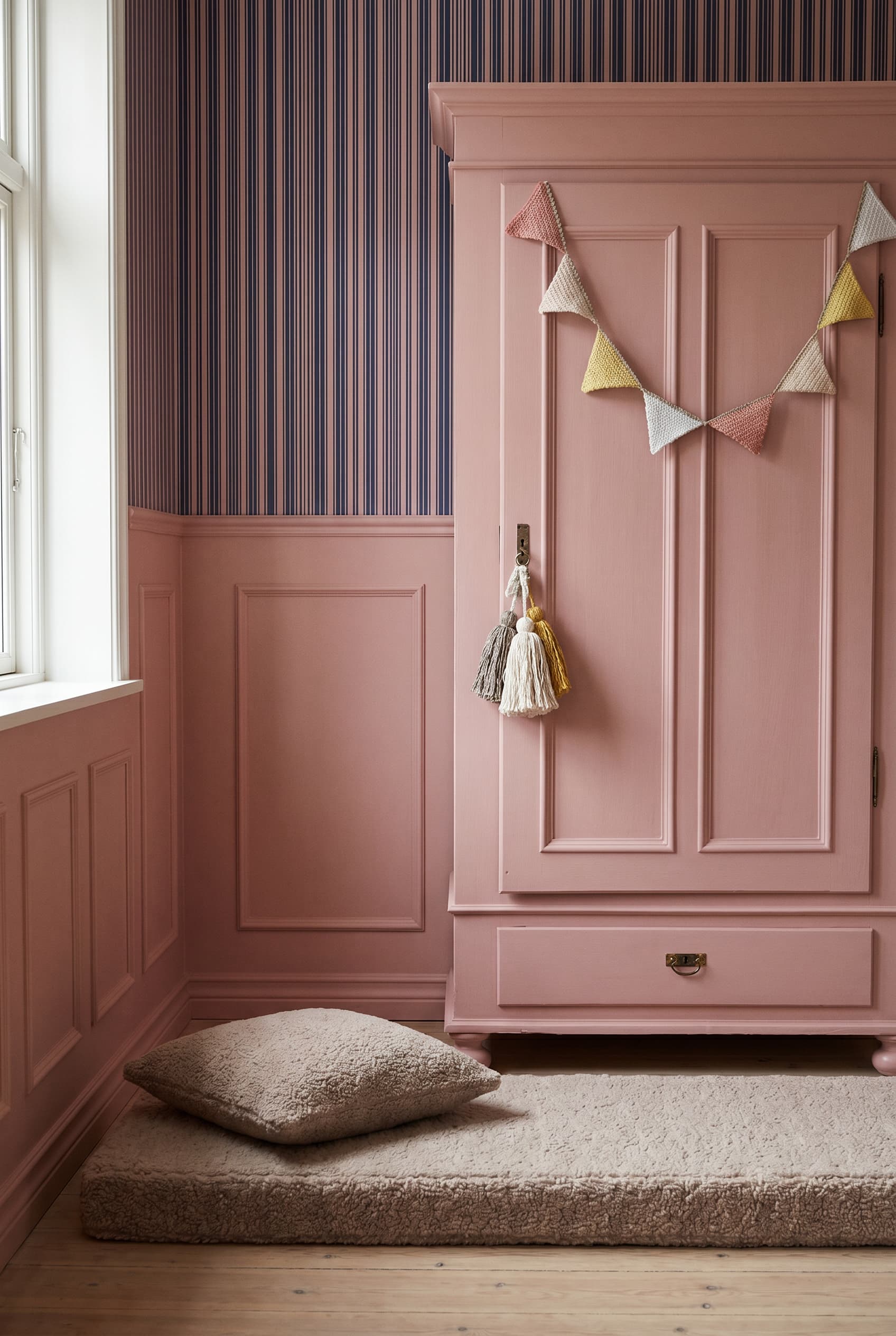 bettys home boucle mattress mocha in nice kids room with pink furniture