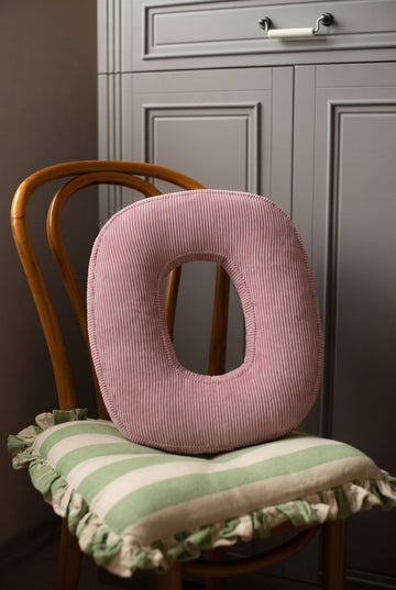 Corduroy Number Cushion by Bettys Home on chair