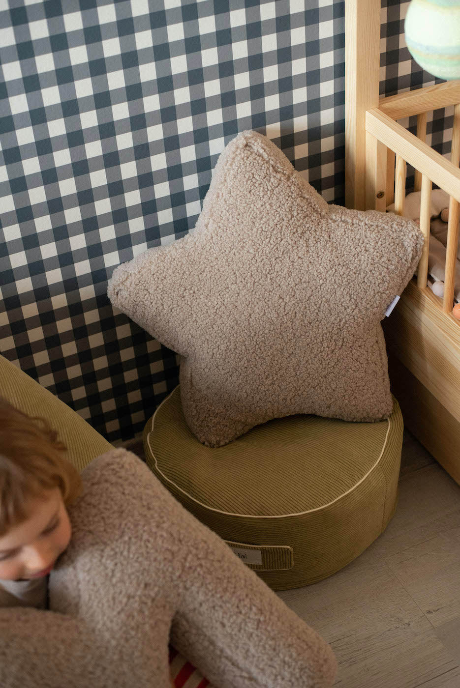 boucle star cushion mocha by bettys home. kids room deco idea. teddy cushion mocha 