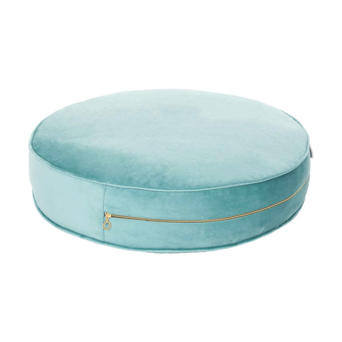 Large Velvet Pouf Mint front 