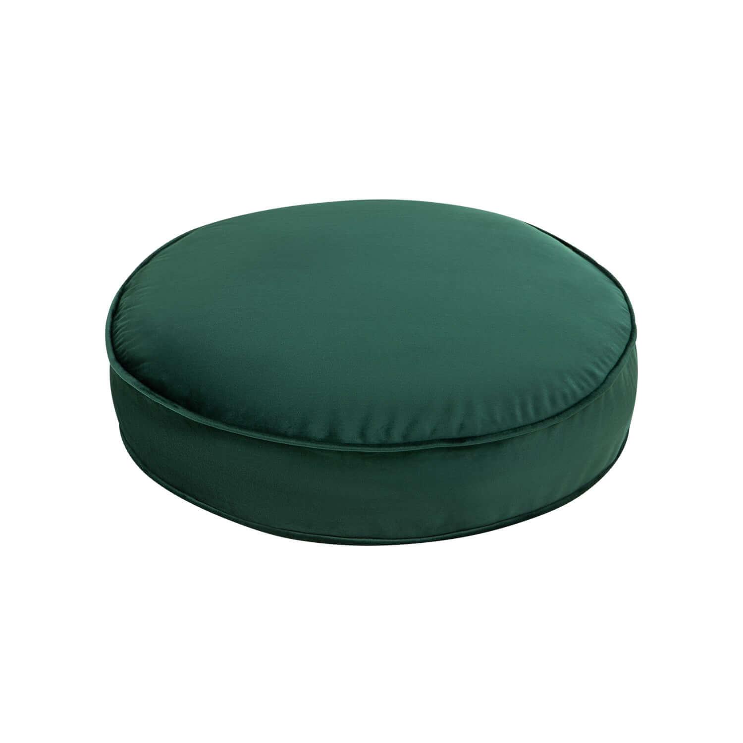 Small Velvet Pouf Green front 