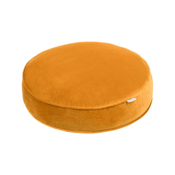 Small Velvet Pouf Yellow front