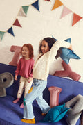 blue velvet star cushion for nursery, star-shaped decorative pillow in blue velvet by bettys home